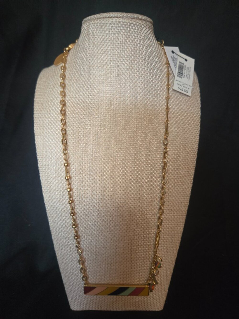 Chico's NWT Multicolor Striped Bar Necklace - Picture 2 of 6